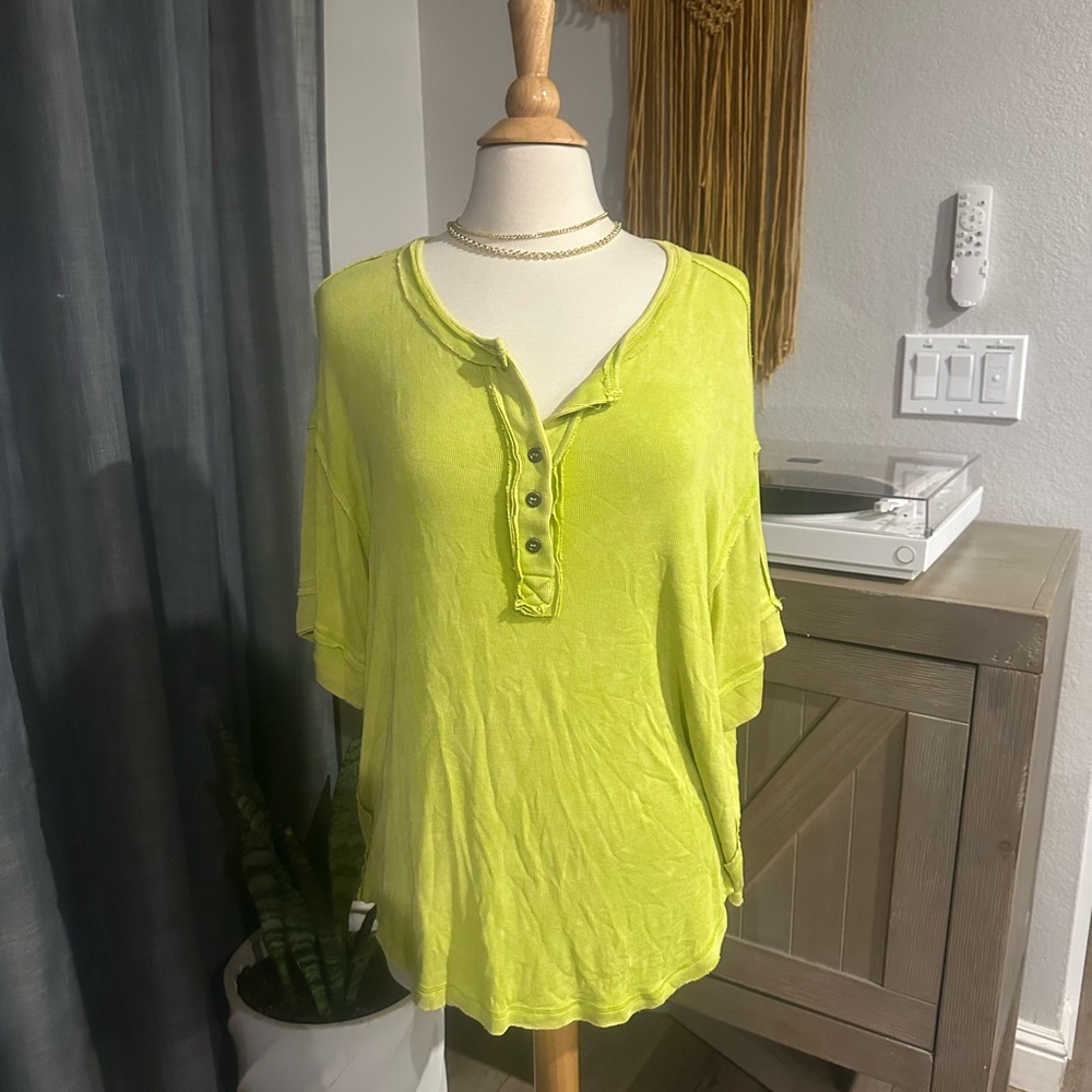 Vibrant Lime Button-Down Shirt - image 1